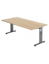 Hammer højdejusterbart skrivebord i stål og melamin H65 - 80 x 200 x 100 cm - Grafitgrå/Eg