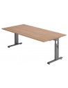 Hammer højdejusterbart skrivebord i stål og melamin H65 - 80 x 200 x 100 cm - Grafitgrå/Nød