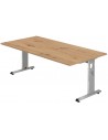 Hammer højdejusterbart skrivebord i stål og melamin H65 - 80 x 200 x 100 cm - Sølvgrå/Vild eg