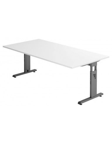 Se Hammer højdejusterbart skrivebord i stål og melamin H65 - 80 x 200 x 100 cm - Grafitgrå/Hvid hos Lepong.dk