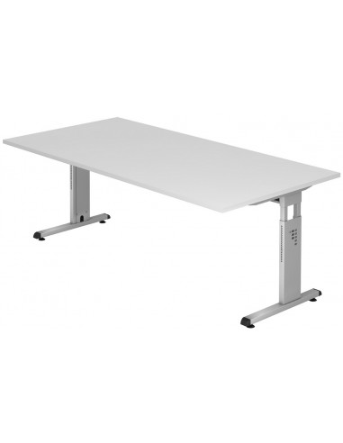 Se Hammer højdejusterbart skrivebord i stål og melamin H65 - 80 x 200 x 100 cm - Sølvgrå/Hvid hos Lepong.dk