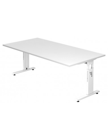 Se Hammer højdejusterbart skrivebord i stål og melamin H65 - 80 x 200 x 100 cm - Hvid/Hvid hos Lepong.dk