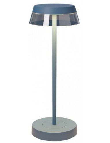 Se ILUNA Trådløs udendørs bordlampe i aluminium og polycarbonat H32 cm 1 x 2,5W SMD LED - Mat blå hos Lepong.dk
