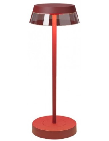 Se ILUNA Trådløs udendørs bordlampe i aluminium og polycarbonat H32 cm 1 x 2,5W SMD LED - Mat rød hos Lepong.dk