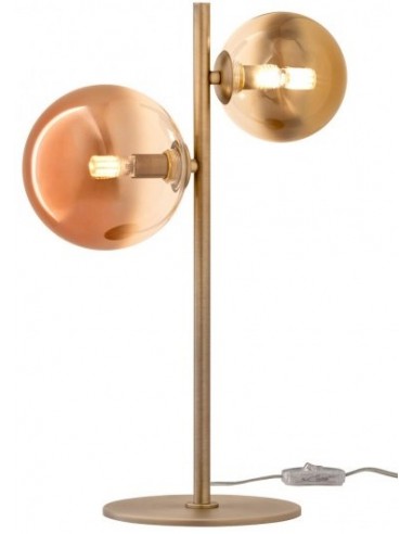 Se ROY Bordlampe i metal og glas H45 cm 2 x G9 - Antik messing/Gylden hos Lepong.dk