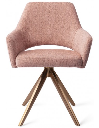 Se 2 x Yanai Rotérbare Spisebordsstole H86 cm polyester - Rødguld/Pink hos Lepong.dk