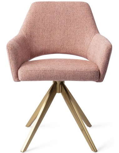 Se 2 x Yanai Rotérbare Spisebordsstole H86 cm polyester - Guld/Pink hos Lepong.dk