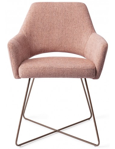 Se 2 x Yanai Spisebordsstole H86 cm polyester - Rødguld/Pink hos Lepong.dk