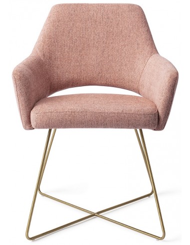 Se 2 x Yanai Spisebordsstole H86 cm polyester - Guld/Pink hos Lepong.dk