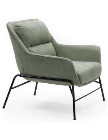 Se Sadira lænestol i metal og polyester H86 cm - Sort/Grågrøn hos Lepong.dk