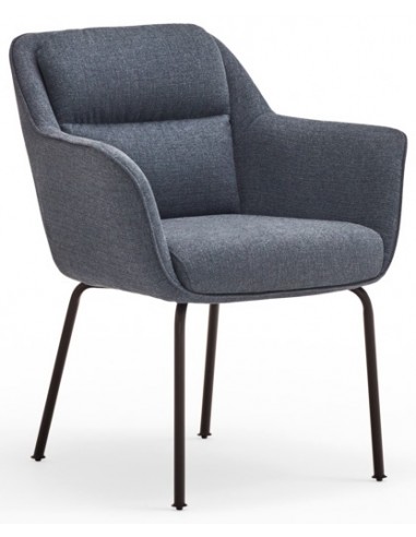 Se 2 x Sadira spisebordsstole i metal og polyester H83 cm - Sort/Petroliumsblå hos Lepong.dk