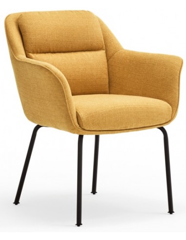 Se 2 x Sadira spisebordsstole i metal og polyester H83 cm - Sort/Sennepsgul hos Lepong.dk