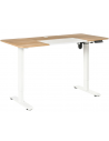 Hæve-/Sænke skrivebord i aluminium og møbelplade 140 x 70 cm - Hvid/Lys natur