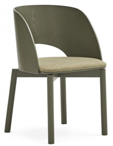 Billede af 2 x Dam spisebordsstole i askfinér og polyester H78 cm - Olivengrøn