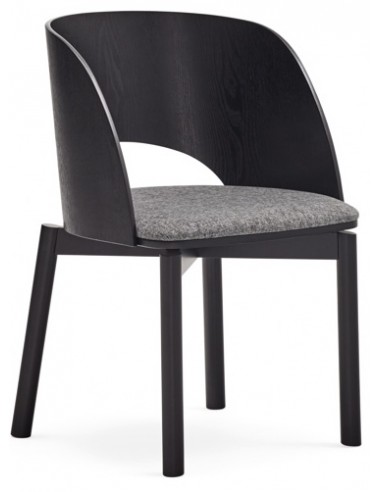 Billede af 2 x Dam spisebordsstole i askfinér og polyester H78 cm - Sort/Grå