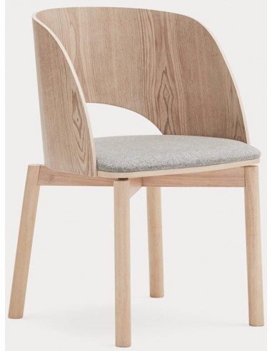 Billede af 2 x Dam spisebordsstole i askfinér og polyester H78 cm - Natur/Grå