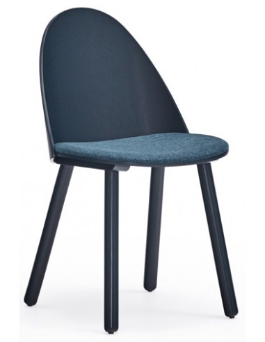 Se 2 x Uma spisebordsstole i askfinér og polyester H81 cm - Navyblå hos Lepong.dk