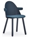 2 x Uma spisebordsstole med armlæn i askfinér og polyester H81 cm - Navyblå