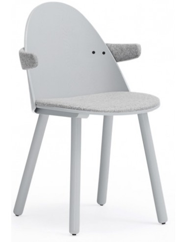 Billede af 2 x Uma spisebordsstole med armlæn i askfinér og polyester H81 cm - Lysegrå
