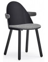 2 x Uma spisebordsstole med armlæn i askfinér og polyester H81 cm - Sort/Grå