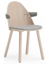 2 x Uma spisebordsstole med armlæn i askfinér og polyester H81 cm - Natur/Grå