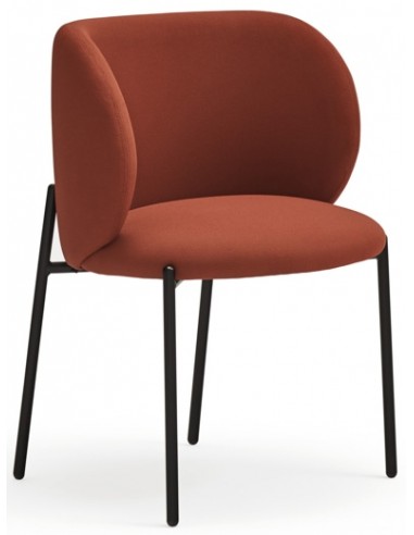 Se 2 x Mogi spisebordsstole i metal og genanvendt polyester H80 cm - Sort/Murstensrød hos Lepong.dk