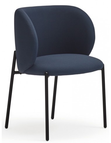 Se 2 x Mogi spisebordsstole i metal og genanvendt polyester H80 cm - Sort/Navyblå hos Lepong.dk