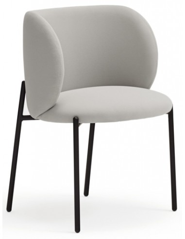 Se 2 x Mogi spisebordsstole i metal og genanvendt polyester H80 cm - Sort/Lysegrå hos Lepong.dk