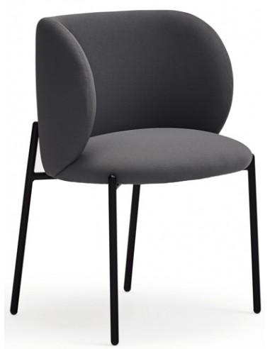 Se 2 x Mogi spisebordsstole i metal og genanvendt polyester H80 cm - Sort/Mørkegrå hos Lepong.dk