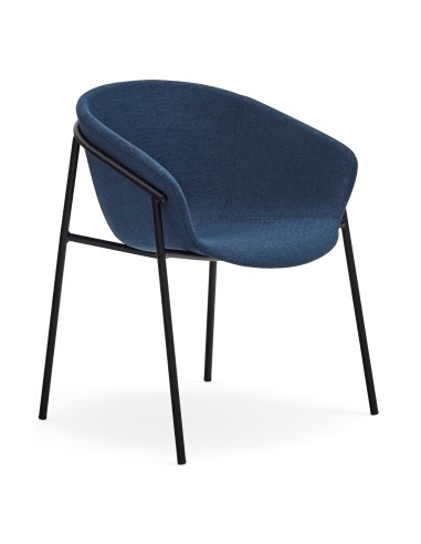 Se 2 x Hug spisebordsstole i metal og polyester H79 cm - Sort/Mørkeblå hos Lepong.dk