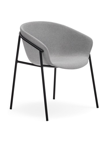 Se 2 x Hug spisebordsstole i metal og polyester H79 cm - Sort/Lysegrå hos Lepong.dk