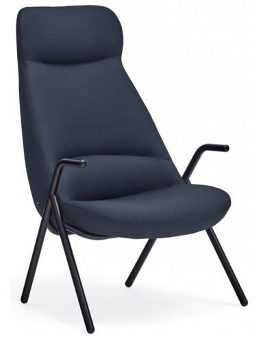 Se Dins lænestol i metal og polyester H114 cm - Sort/Mørkeblå hos Lepong.dk