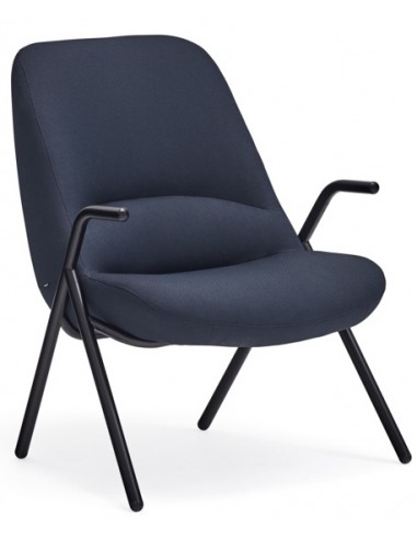 Se Dins lænestol i metal og polyester H90 cm - Sort/Mørkeblå hos Lepong.dk