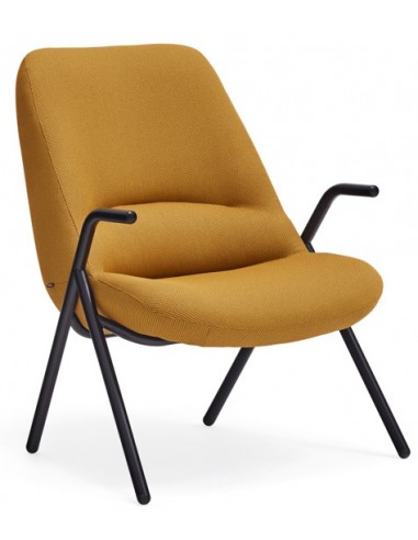 Billede af Dins lænestol i metal og polyester H90 cm - Sort/Sennepsgul