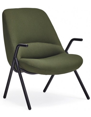 Se Dins lænestol i metal og polyester H90 cm - Sort/Mørkegrøn hos Lepong.dk