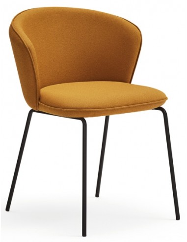 Se 2 x Add spisebordsstole i metal og polyester H77 cm - Sort/Sennepsgul hos Lepong.dk