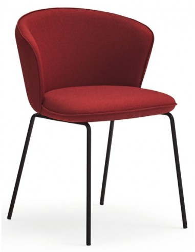 Se 2 x Add spisebordsstole i metal og polyester H77 cm - Sort/Orangerød hos Lepong.dk