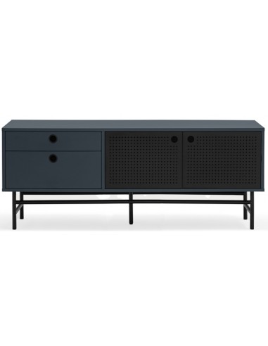 Se Punto Tvbord i metal og mdf finér B140 cm - Sort/Mørk gråblå hos Lepong.dk