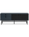 Punto Tvbord i metal og mdf finér B140 cm - Sort/Mørk gråblå
