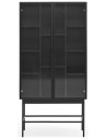 Blur highboard i metal og mdf finér H141 cm - Sort/Klar rillet