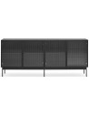 Blur sideboard i metal og mdf finér B180 cm - Sort/Klar rillet