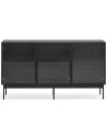 Blur sideboard i metal og mdf finér B140 cm - Sort/Klar rillet