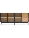 Blur sideboard i metal og mdf finér B180 cm - Sort/Eg/Klar rillet
