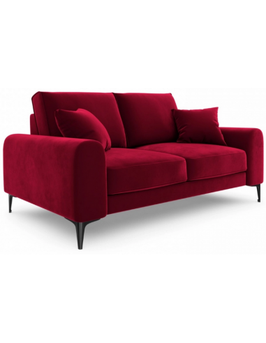 Larnite 2-personers sofa i velour B172 cm – Sort/Rød