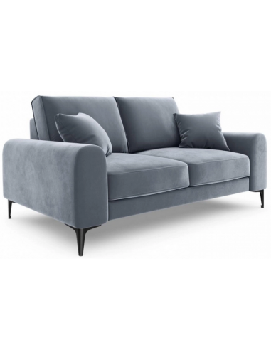 Larnite 2-personers sofa i velour B172 cm – Sort/Lyseblå