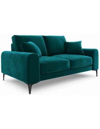 Larnite 2-personers sofa i velour B172 cm – Sort/Turkis