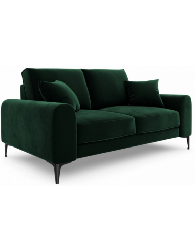 Larnite 2-personers sofa i velour B172 cm – Sort/Flaskegrøn