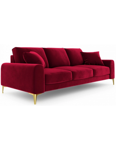 Larnite 3-personers sofa i velour B222 cm – Guld/Rød