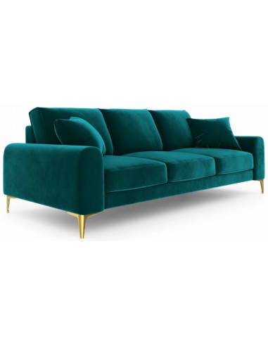 Larnite 3-personers sofa i velour B222 cm – Guld/Turkis