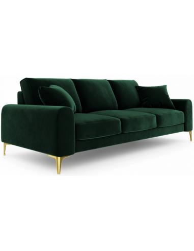 Larnite 3-personers sofa i velour B222 cm – Guld/Flaskegrøn